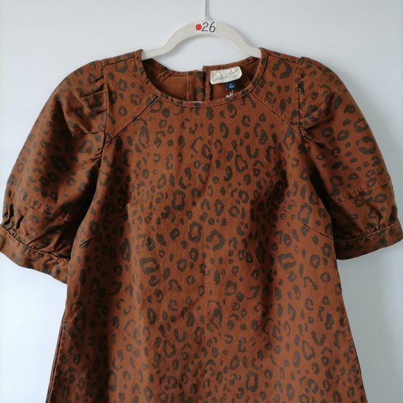 NWT Universal Thread Womens Brown Puff Sleeve Leopard Mini Dress Size 4 - Picture 2 of 8